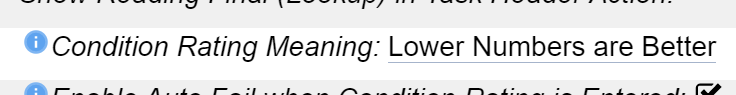 Condition Rating Meaning Setting